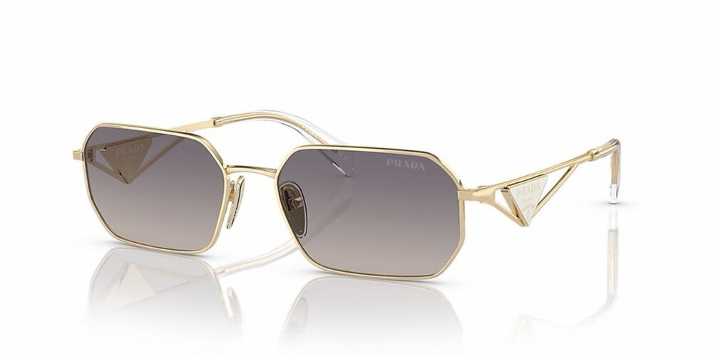 PRADA PR A51S ZVN30C Pale Gold Grey Gradient Flash Mirror Sunglasses AUTHENTIC